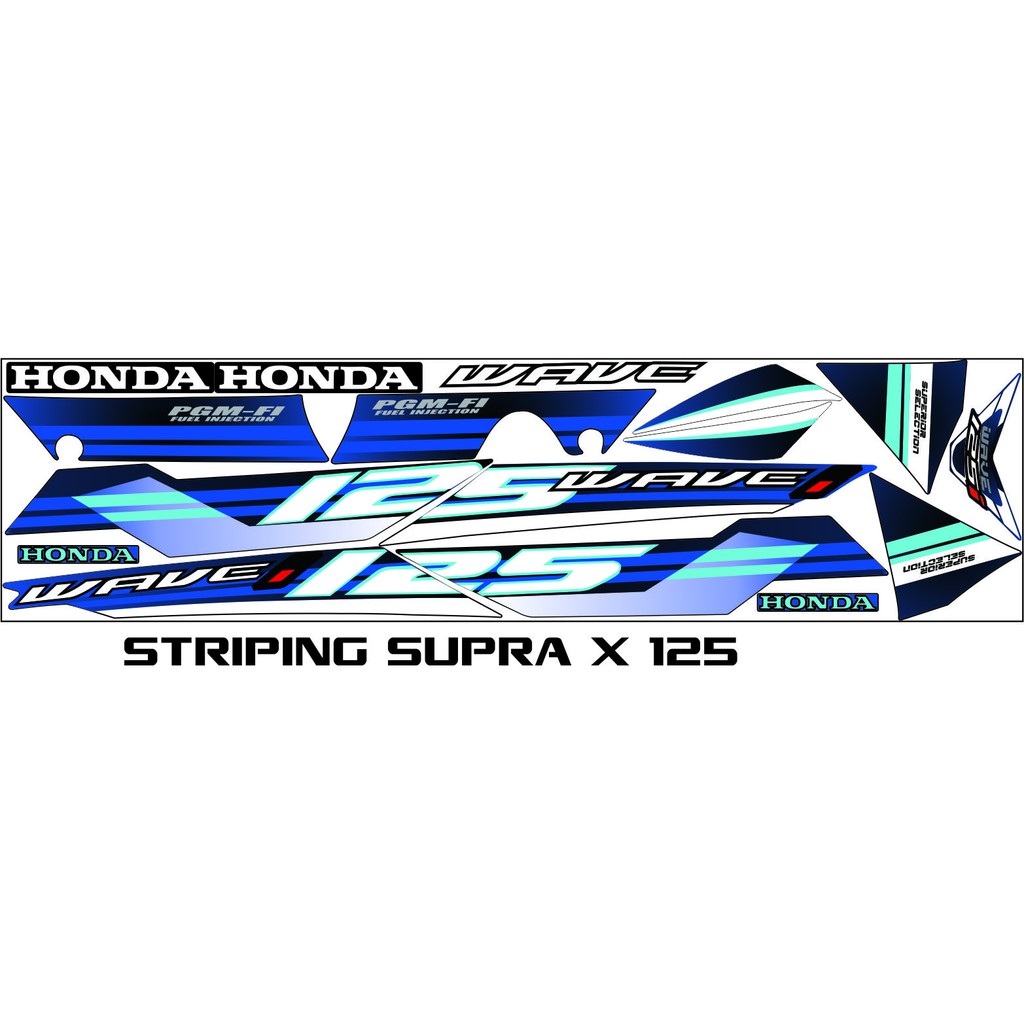 STICKER VARIASI STRIPING HONDA WAVE SUPRA X THAILOOK 125