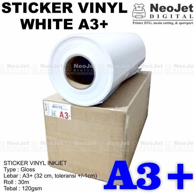 

PROMO SPESIAL Vinyl Coating Sticker For Inkjet Printer 30 m White Gloss A3+