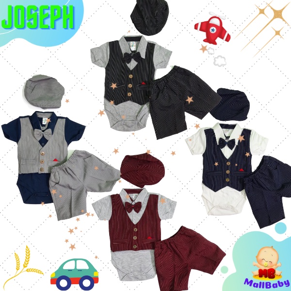 Setelan Baju Jumper Bayi Laki Laki 0 3 6 12 Bulan Baju Bepergian Pesta Tuxedo Bayi Topi Set Dasi