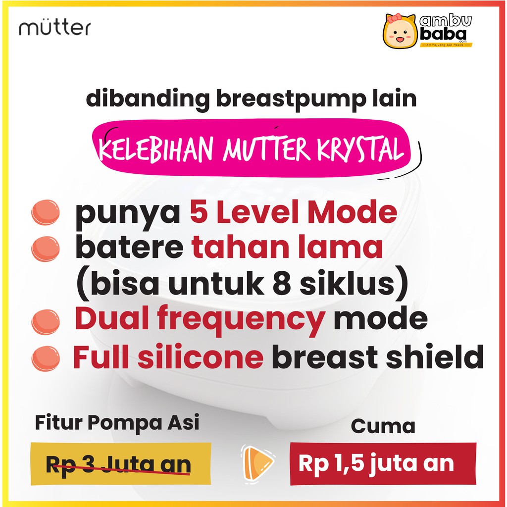 MUTTER KRYSTAL Pompa ASI Elektrik Double Breast Pump