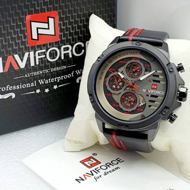 Jam Tangan Naviforce 9110 Original Cronograp Tali Kulit - Jam Tangan Naviforce Original - NF004