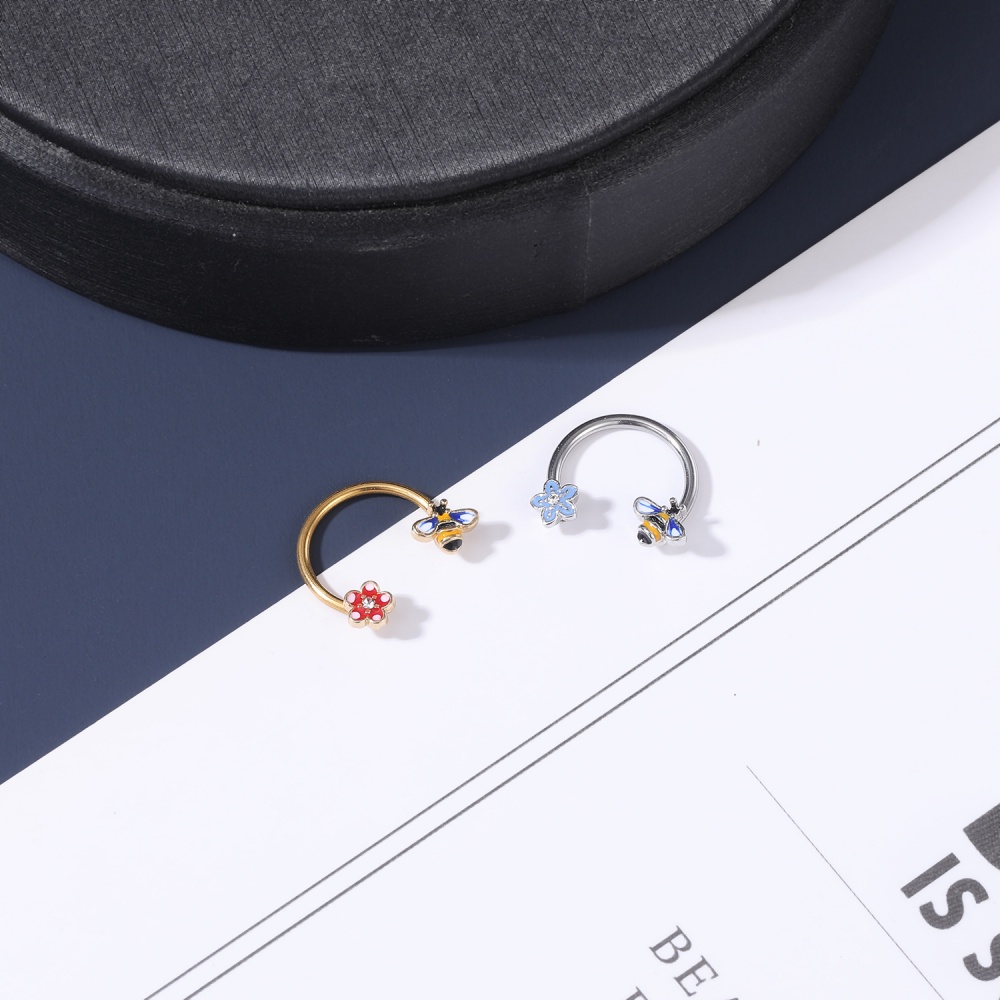1pc Anting Tindik Hidung / Tulang Rawan Telinga 16G Desain Tapal Kuda / Lebah Bahan Stainless Steel