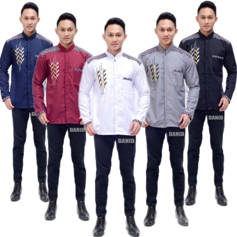 Kemeja koko Baju koko muslim pria terbaru 2021 Baju koko pria Baju koko batik Lengan Panjang