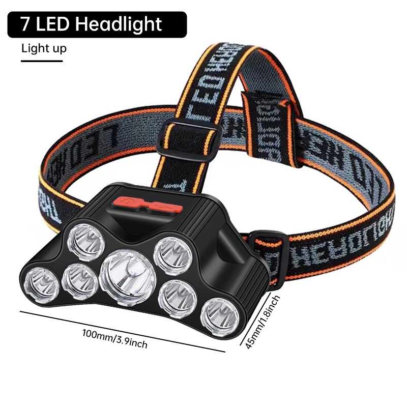 SENTER KEPALA MINI headlamp 7 LED 24W + 10W / HEADLAMP USB CHARGEABLE / SENTER MINI CAS