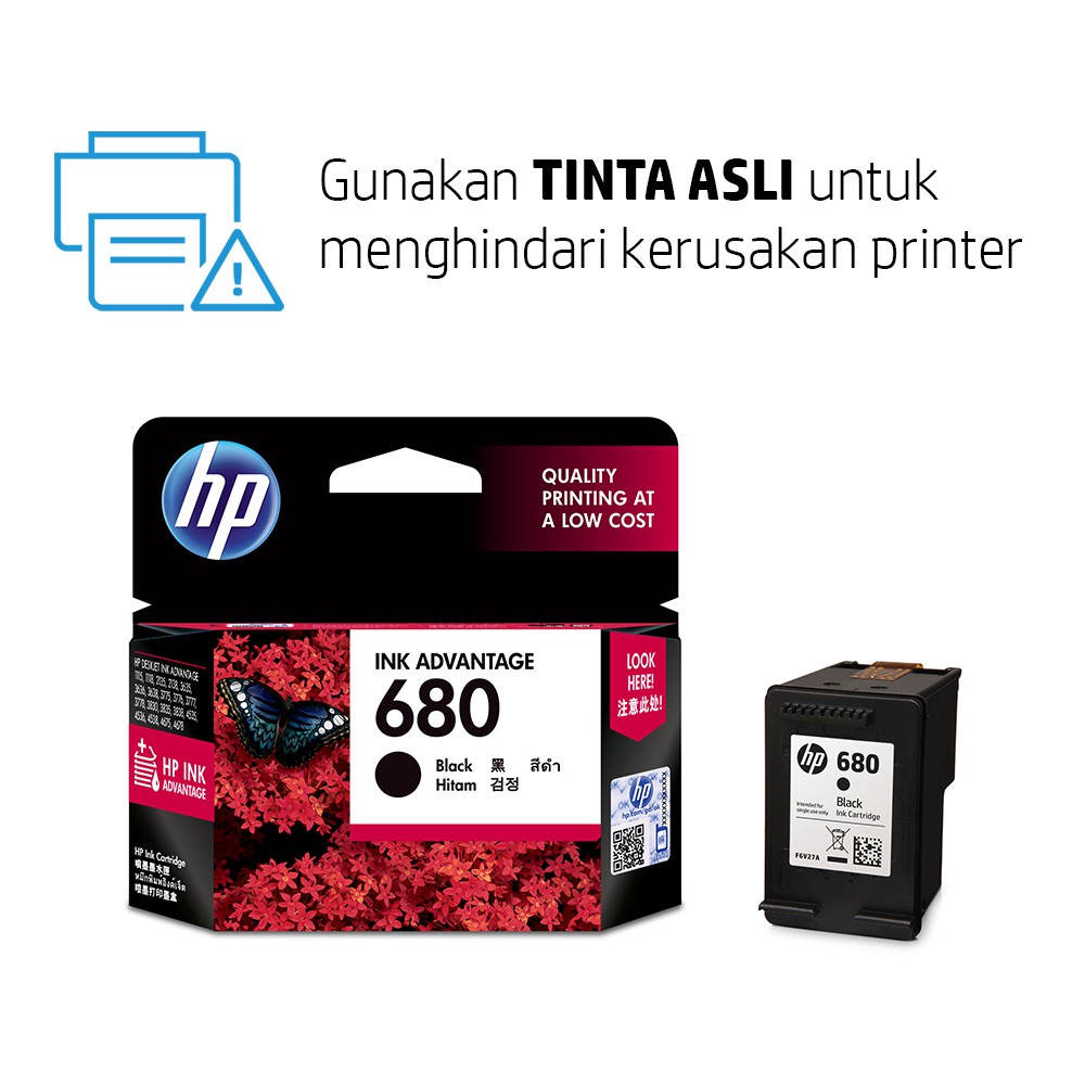 Tinta Printer HP Original 680 Black (F6V27AA)/ 2677, 3835