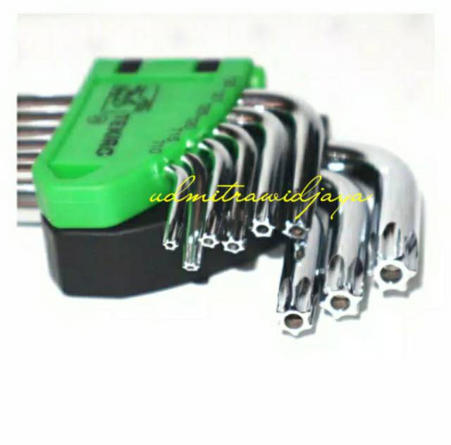 KUNCI L SET BINTANG 9 PCS LUBANG TEKIRO / TAMPER TORX KEY LONG SET 9 PCS LUBANG