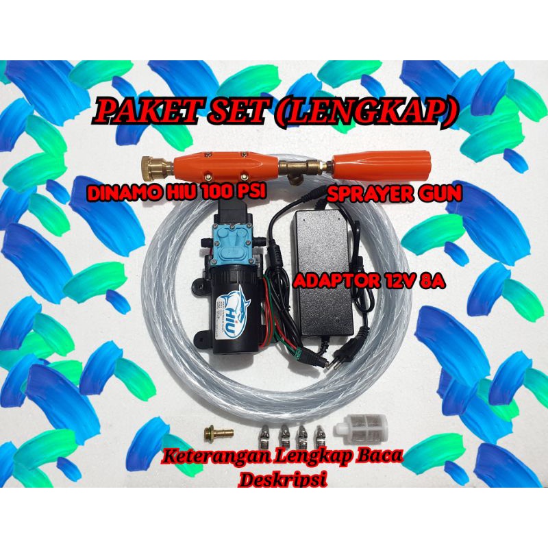 Paket Lengkap Mesin Cuci Motor Mobil AC Doorsmeer Jet Cleaner Steam Mini Pompa Air DC 100 Psi Hiu