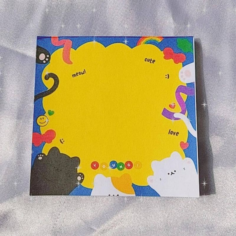 Memo pad by sunbearry.co custom memo pad bts snoppy aesthetic star scrabook-Cat confetti