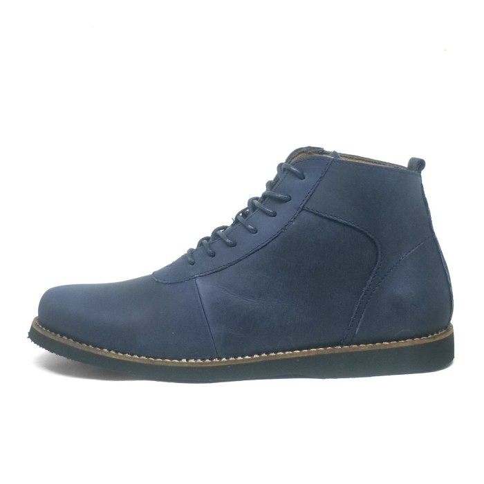 SEPATU BOOTS KASUAL PRIA ALOOF CARE ORIGINAL KULIT ASLI NAVY BLUE