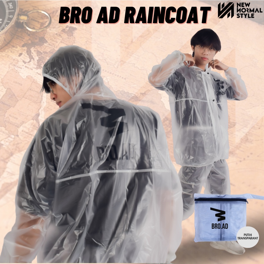 Jas Mantel Mantol Raincoat Hujan Ujan Pria Wanita BRO AD Dewasa Murah Keren Premium Outdoor Transparan