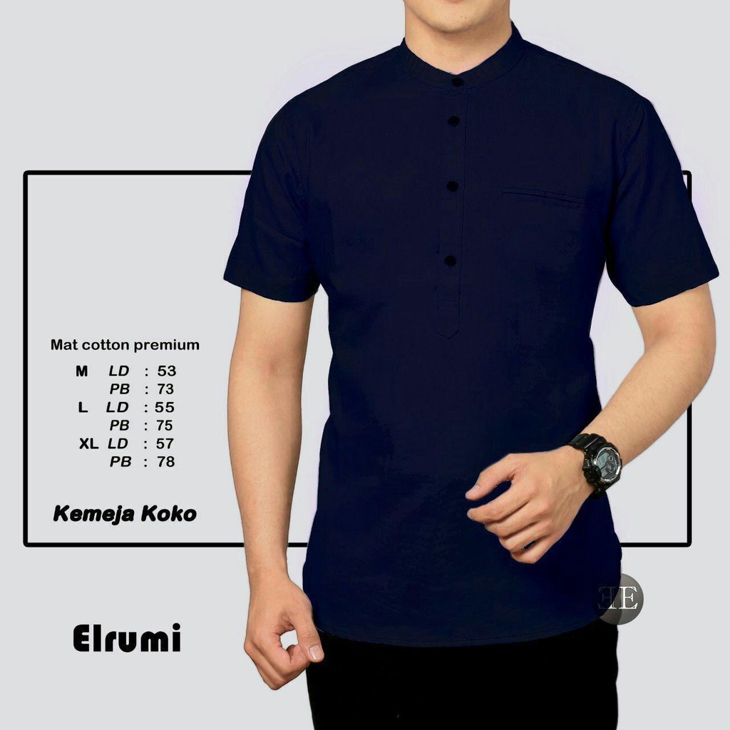 KEMKO POLOS NAVY LENGAN PENDEK ELRUMI MURAH