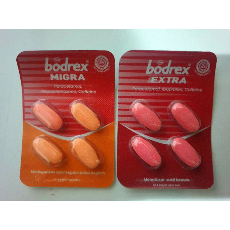 Bodrex Migra Extra Batuk Berdahak Blister Isi 4 / 10 Tablet Obat Sakit Kepala Nyeri Gigi Batuk Flu Demam