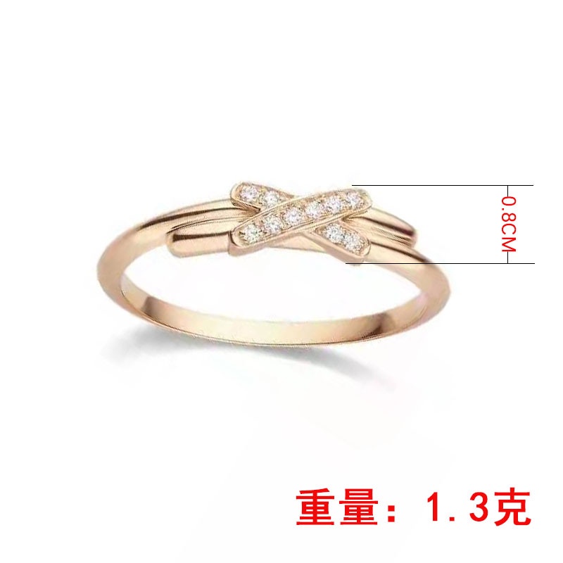 Cincin Zircon Double Band Desain Pita Lapis Emas Gaya Korea