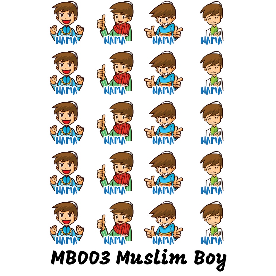 

Sticker Nama Cutting Label Waterproof Tahan Air Muslim Boy 03 (MB003)