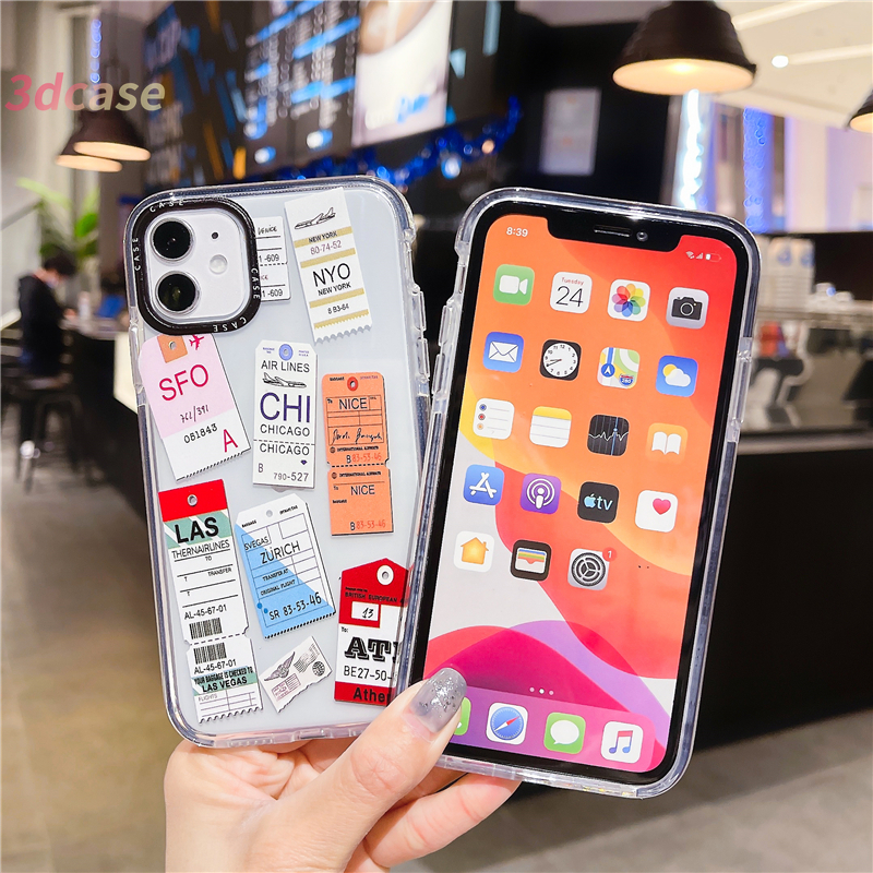 Soft Case Transparan Gambar Tiket Pesawat Terbang Untuk Iphone 11 7 8 Plus 6 6s Plus Se iPhone 12 Pro Max