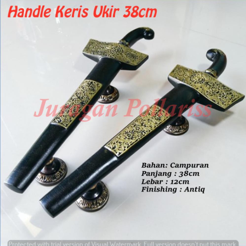 Terlaris Tarikan Pegangan Handle Pintu Rumah Kuningan Antik Unik Harga Murah Motif Keris Ukir 38cm