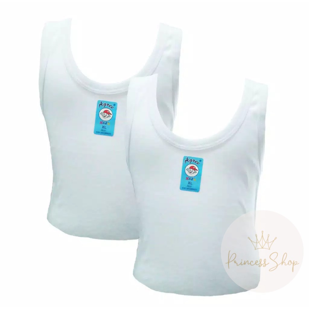 Agree Kids ST.04 Kaos Dalam Singlet Anak Perempuan Laki-laki Putih Katun Serap