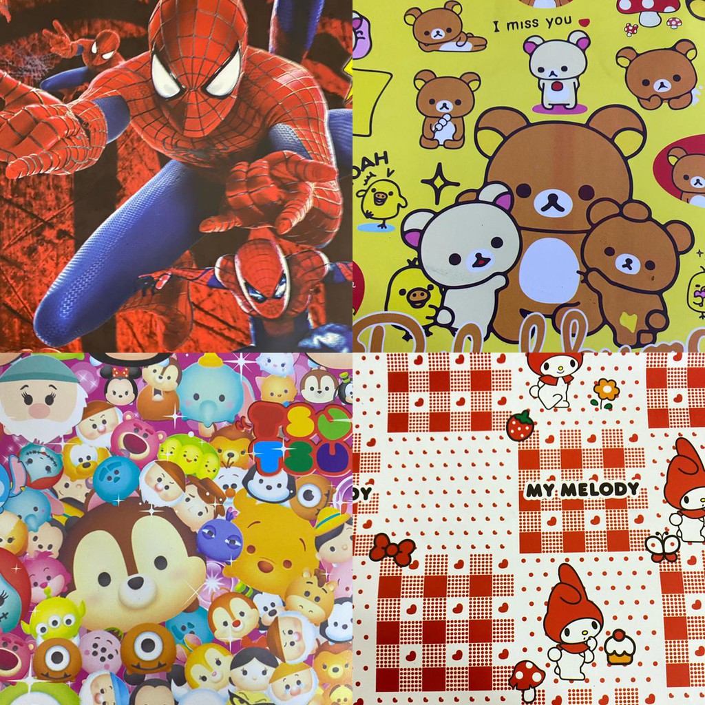 (5 Lembar) KERTAS KADO LOL PONY/ BDAY/ UNICORN/ SMILE/ SPIDERMAN/ LV/ CARS/ PORORO/ HELLOKITTY GIFT WRAPPING PAPER SHINY MENGKILAP 54x65 75 GRAM