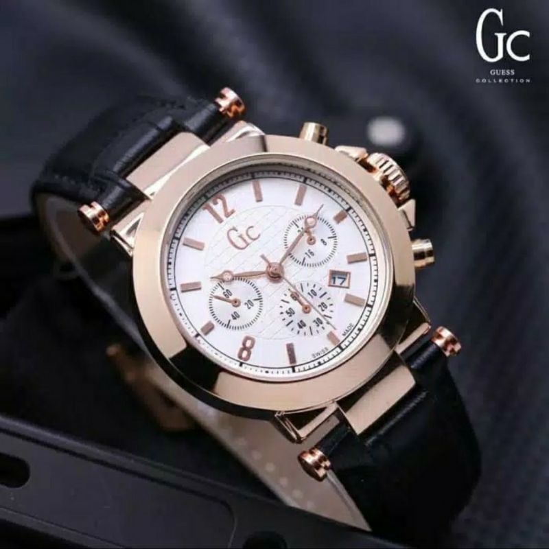 Jam Tangan Pria / Wanita GC Guess Collection Chrono Kulit Quartz Analog GC001 Import Premium GC001/ C1-4
