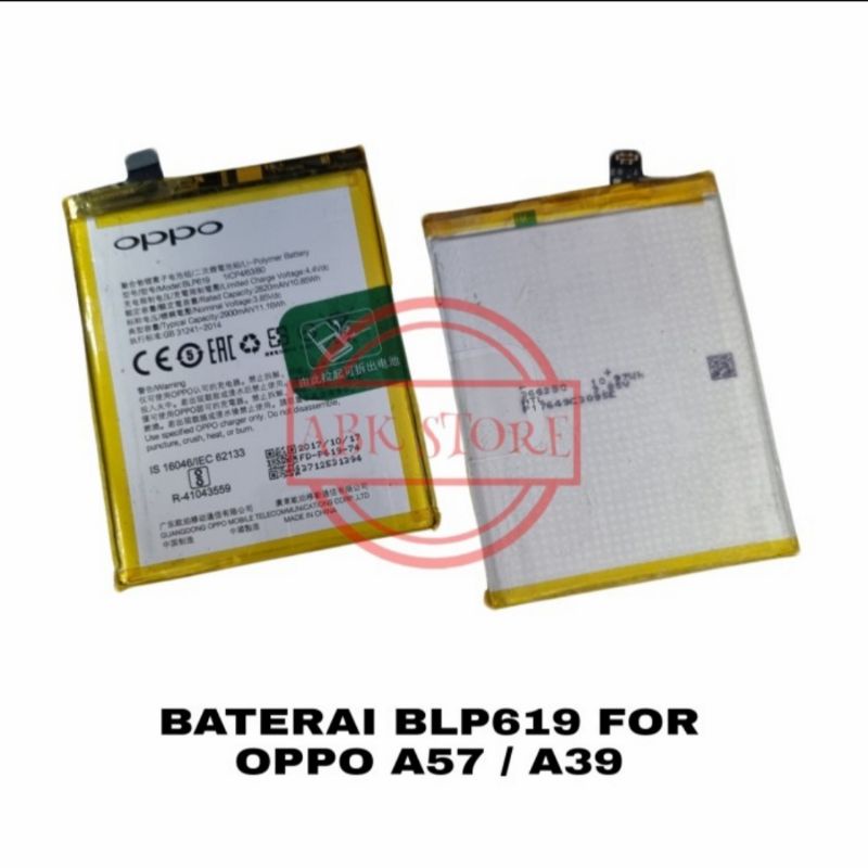 Baterai Batre OPPO A57 / OPPO A39 BLP619 Original 100% Batrai Battery Batrei Batre Baterai Hp OPPO A