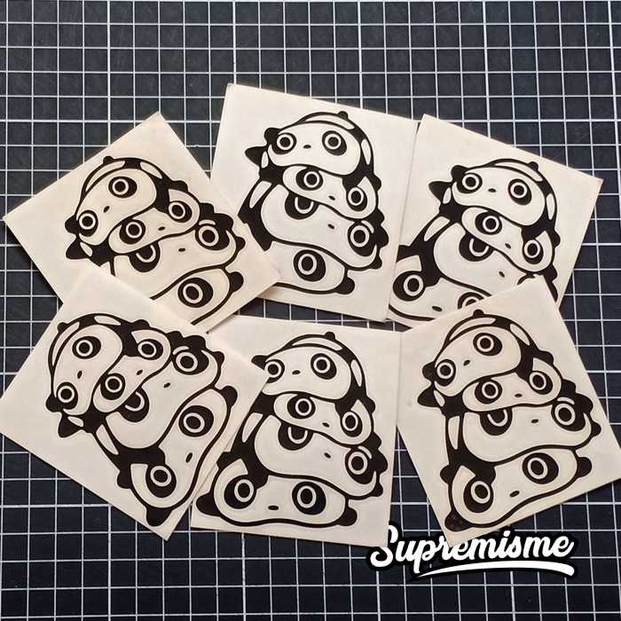 Stiker Panda Beruang Lucu / Sticker Funny Panda Bear / Stiker Panda Imut Bertingkat / Sticker Motor Panda Bertingkat Glossy Waterproof