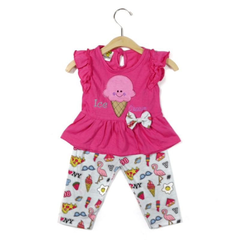 SETELAN FASHION PAKAIAN BAJU ANAK PEREMPUAN 1 TAHUN MOTIF ICE CREAM PITA