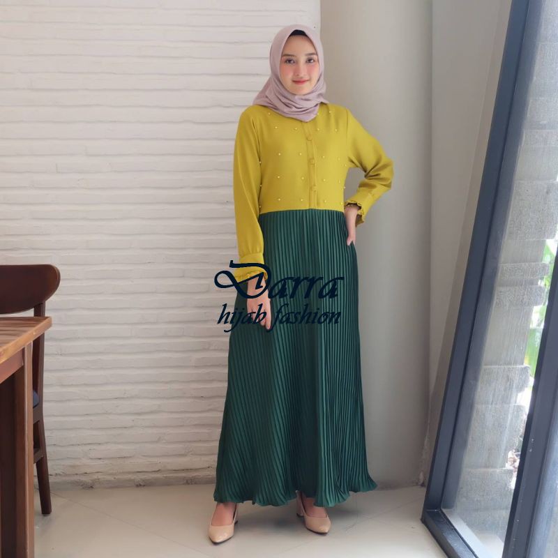FAIDA MAXI LEMON HIJAU BOTOL MAXI DRESS MUSLIM FASHION GAMIS BEST SELLER DARRA FASHION