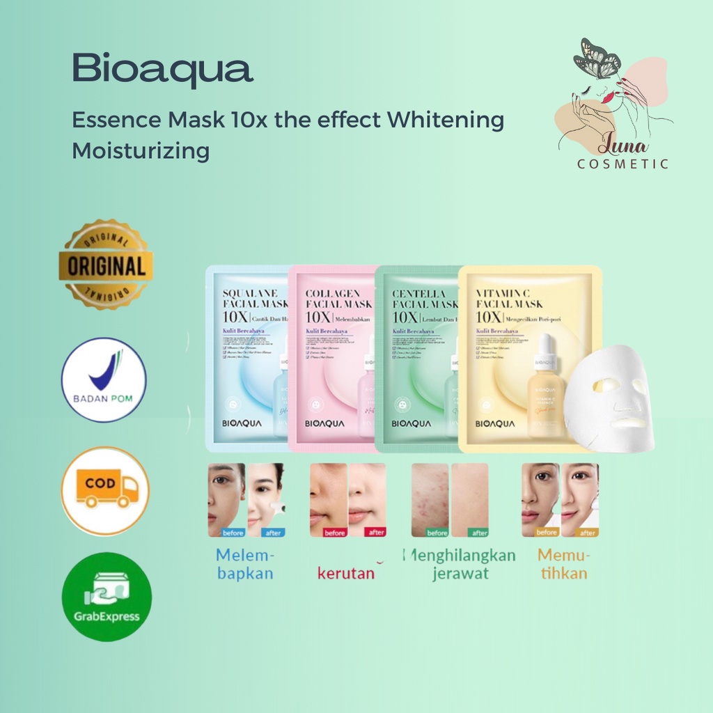 BIOAQUA Essence Mask 10x the effect Whitening Moisturizing SKIN CARE Sleeping MASKER wajah Sheet MASK 25g