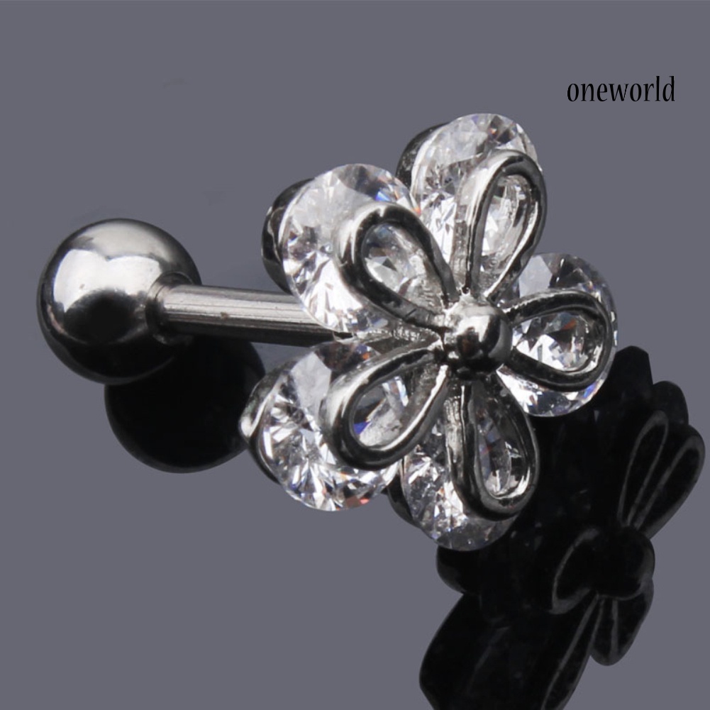 OW# 4Pcs/Set Women Cubic Zirconia Flower Ear Studs Earrings Piercing Helix Jewelry