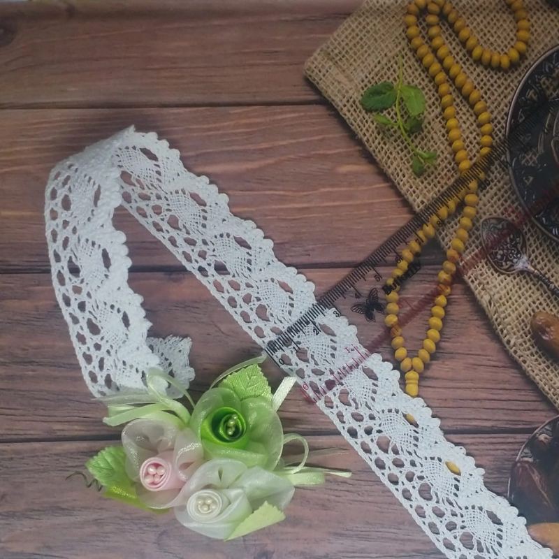 PER METER RENDA RAJUT WARNA PUTIH LEBAR 3CM