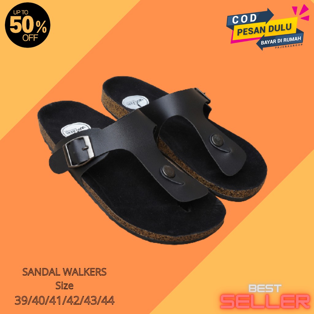 Sendal Pria Selop Walkers Jepit1 Hitam Sandal Slip On Sandal Slide Selop Termurah