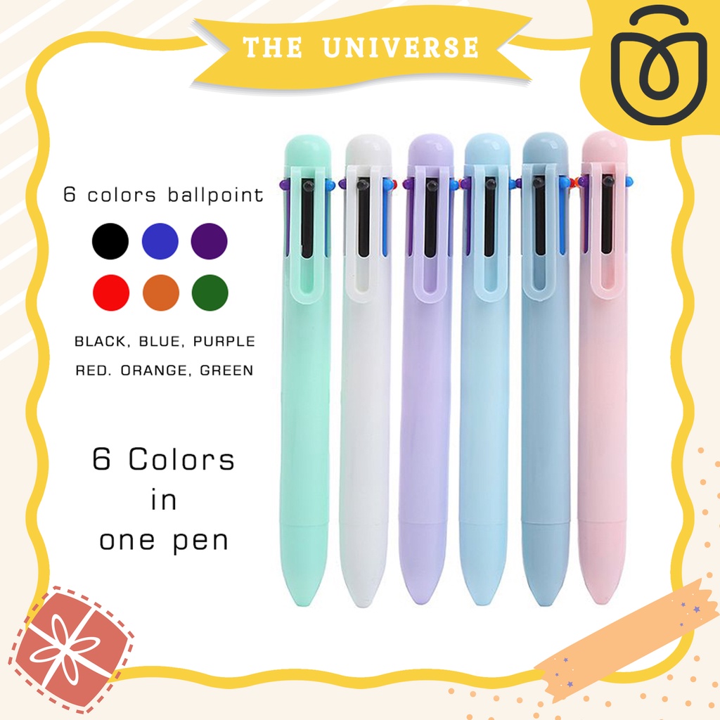 [THE UNIVERSE] Pulpen Mekanik 6 warna pastel body Mechanical Colorful Pen - ST017