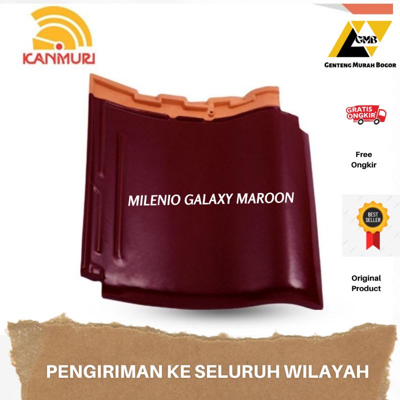 Genteng Kanmuri Kenteng Keramik Murah Atap Rumah Awet Tahan Lama - Type Milenio Maroon