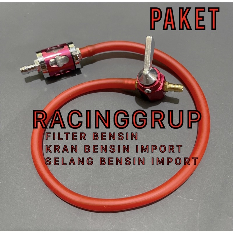 Keran Bensin On/Off+Tabung Oli+Filter Inline Petcock Untuk Motor Atv Skuter dll