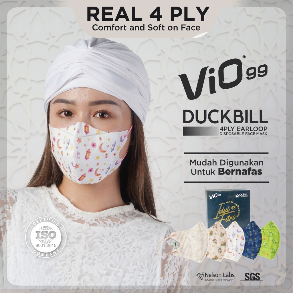 Vio Duckbill 30’S Mask 4Ply Earloop Idul Fitri edition isi 30pcs mix motif