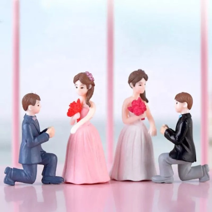 COUPLE LAMARAN WEDDING TOPER SET ISI SEPASANG - HIASAN KUE PERNIKAHAN