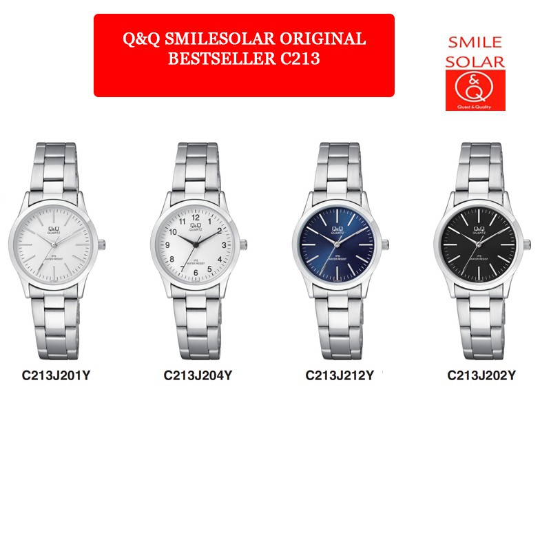 Jam Tangan Wanita Classic Casual Business Rantai Stainless Steel Analog Original Q&amp;Q QnQ QQ C213 Q20A Series