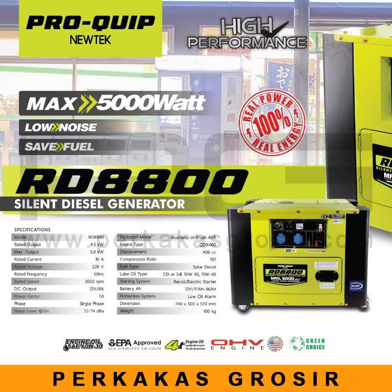 Silent Diesel Generator RD8800 PRO-QUIP Mesin Diesel RD-8800 PROQUIP