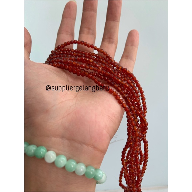 batu manau merah 4mm red garnet carnelian bahan bracelet necklackle