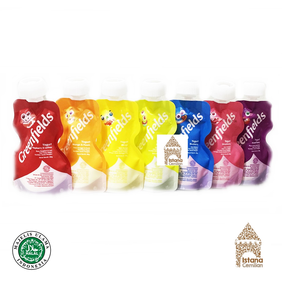 Greenfields Yogurt Squeeze Pouch Blueberry / Strawberry / Mango  80 Gram