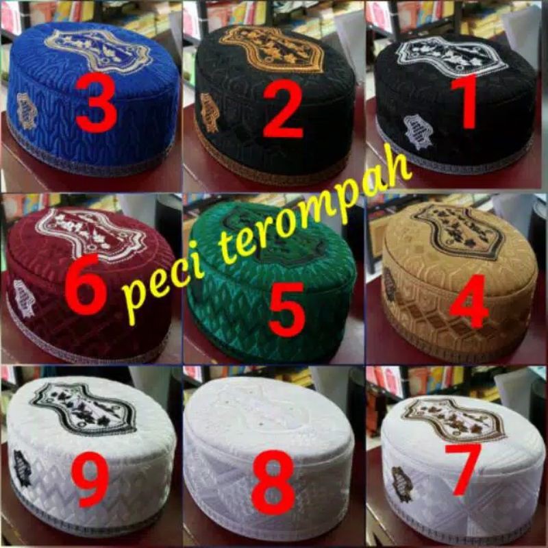 Peci Model Bordir Terompah Kopiah Sandal Nabi Songkok Muslim Capal