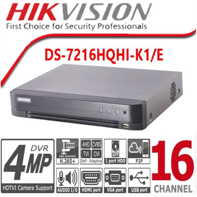 DVR HIKVISION 16CH DS-7216HQHI-K1/E TURBO HD SUPPORT 5MP GARANSI RESMI