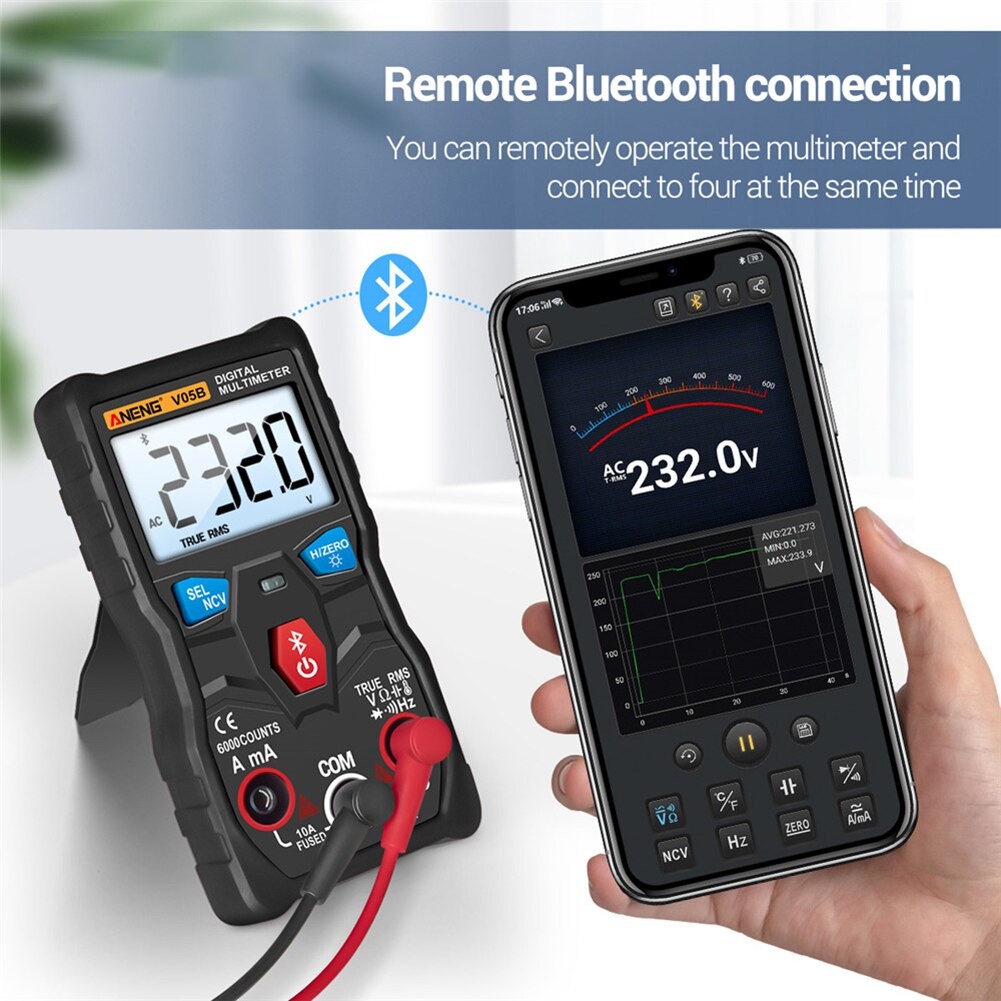 ANENG Digital Bluetooth Multimeter Voltage Tester - V05B - Black