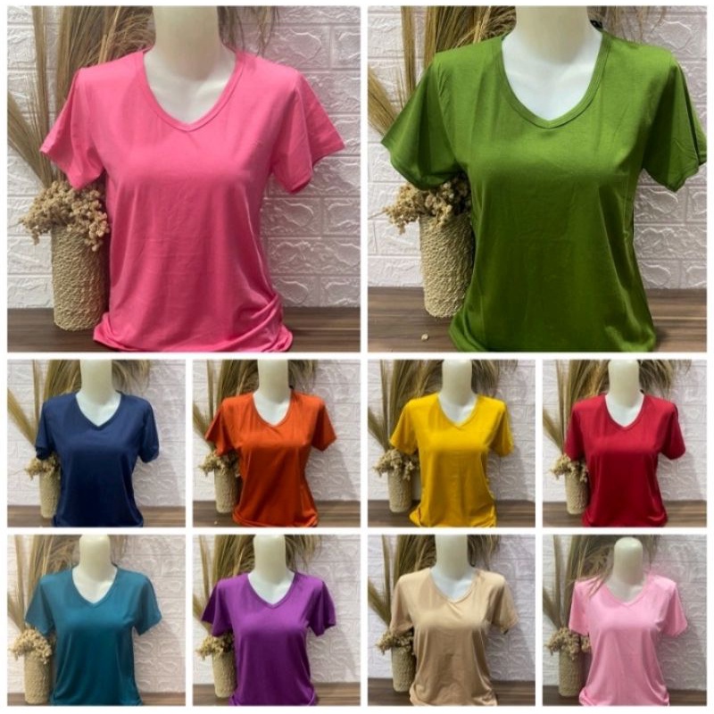 Kaos Wanita V neck polos pendek XL / Kaos polos pendek wanita V neck XL
