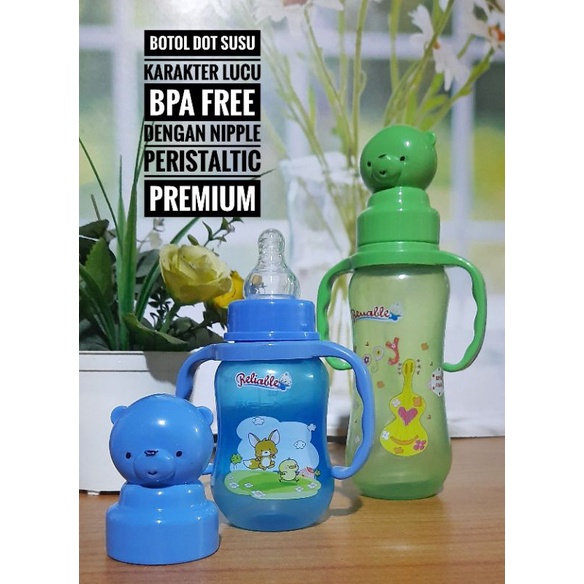 Dot Bayi Botol Susu Karakter Lucu dengan Gagang 2 Handle untuk Anak Bpa Free Reliable 125 150 240 25