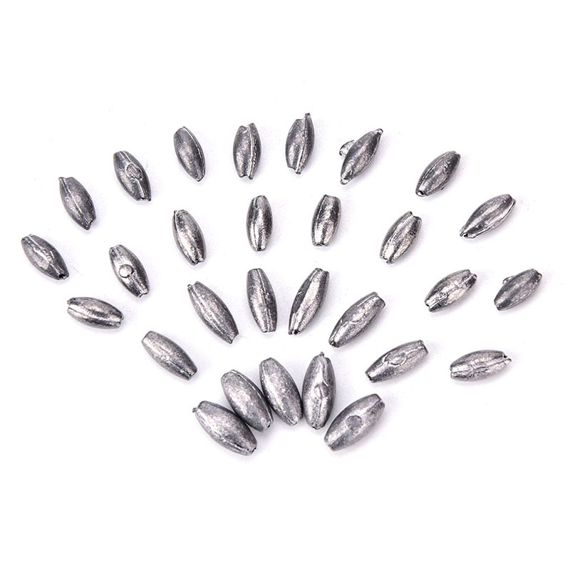 {LUCKID}100pcs olive shape lead sinkers pure lead making fishing sinker