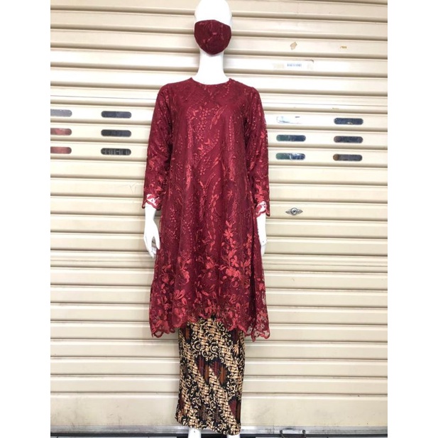 Setelan kebaya BigSize LD130 - Kebaya manohara - tunik kebaya Tulle - pakaian pesta - tunik bordir