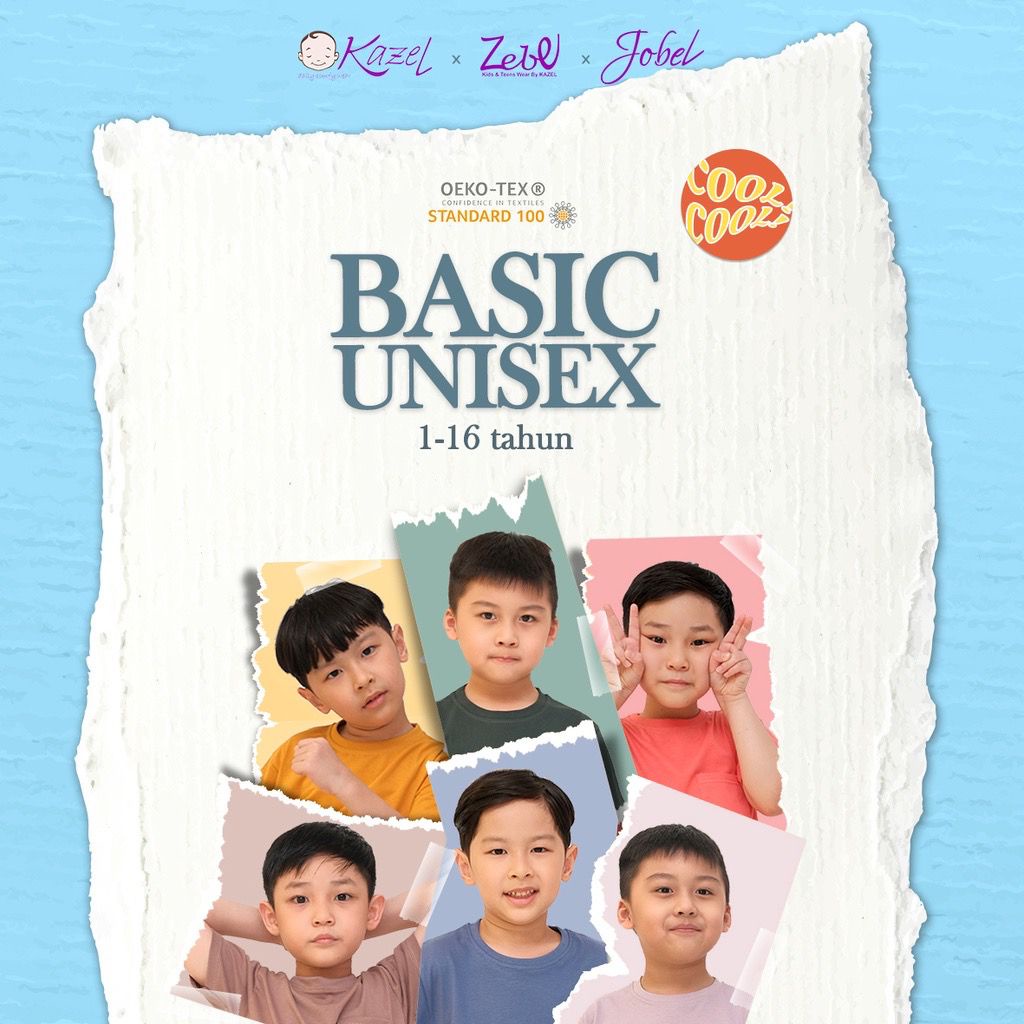 Kazel Tshirt Basic Pocket Unisex 1-5 Tahun / Atasan Anak Murah