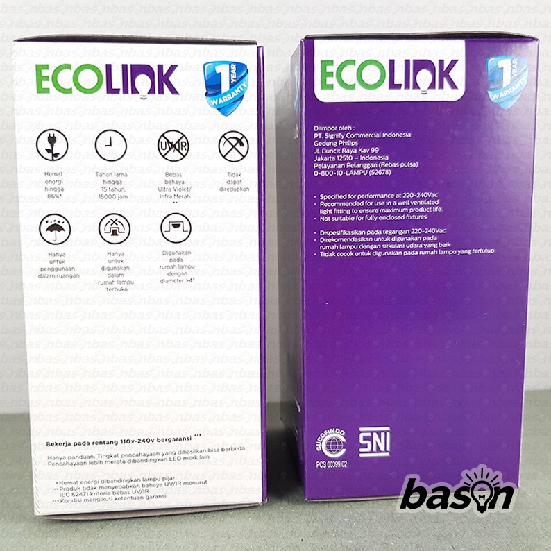 ECOLINK Emergency LED Bulb 8W 6500K E27 - Rechargeable Battery Back Up