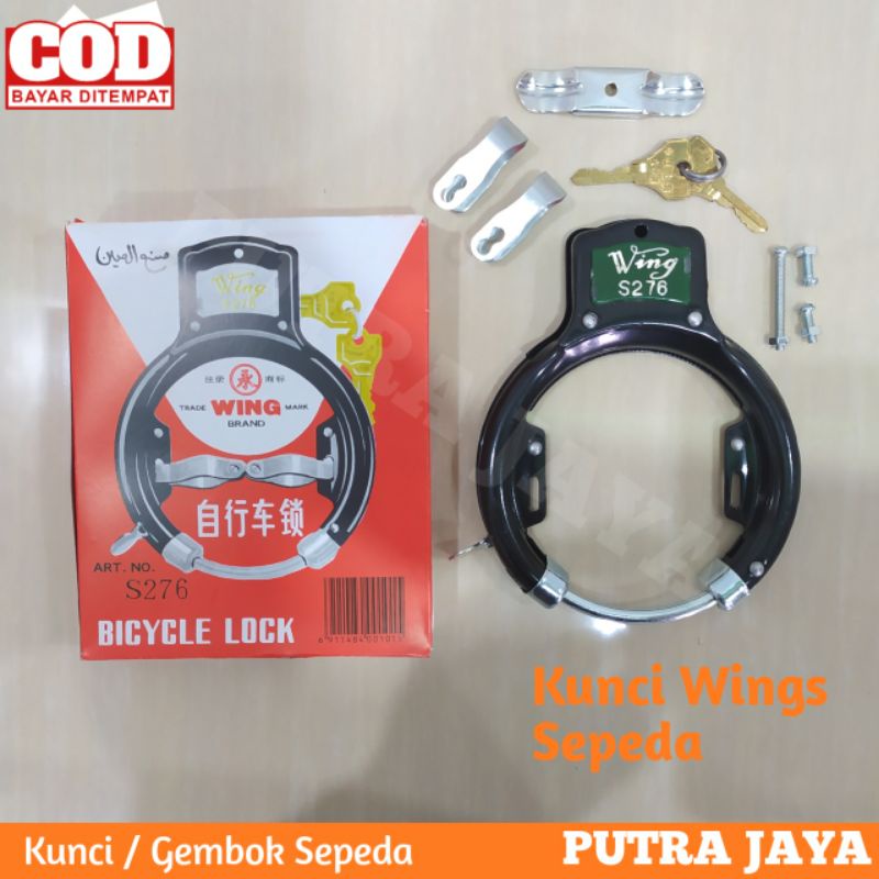 Kunci Sepeda Wing - Gembok Sepeda Ontel Jengki Sierra - Pengaman Sepeda Onthel merk Wing S 276